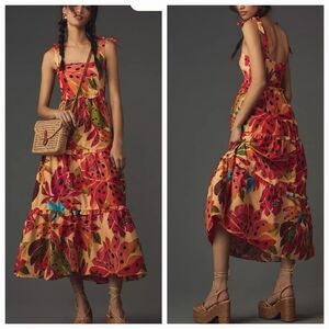 Farm Rio Sleeveless Tiered Maxi Dress